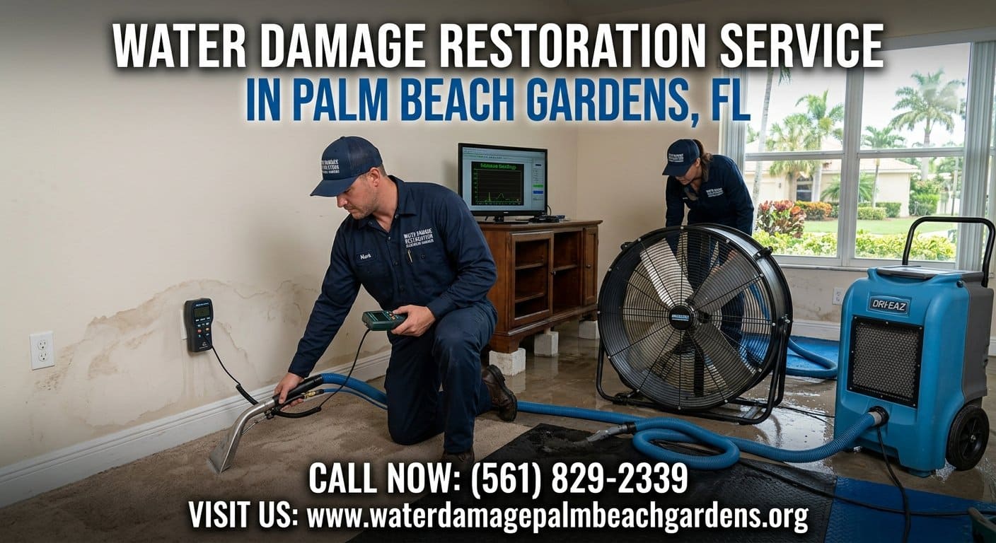 Complete water damage restoration project in Palm Beach Gardens Florida